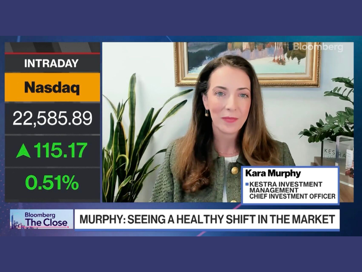 A quote card featuring Kara Murphy's headshot and a quote from her recent feature on the bloomberg. class=