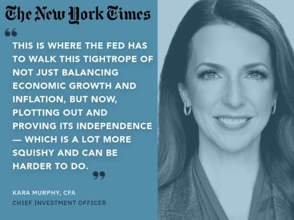 A quote card featuring Kara Murphy's headshot and a quote from her recent feature in the New york times. class=