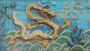 art mural of a chinese loong dragon