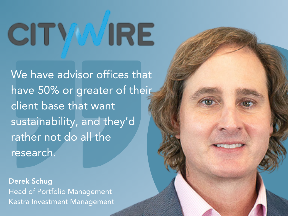 A quote card featuring Derek Schug's headshot and a quote from her recent feature in CityWire