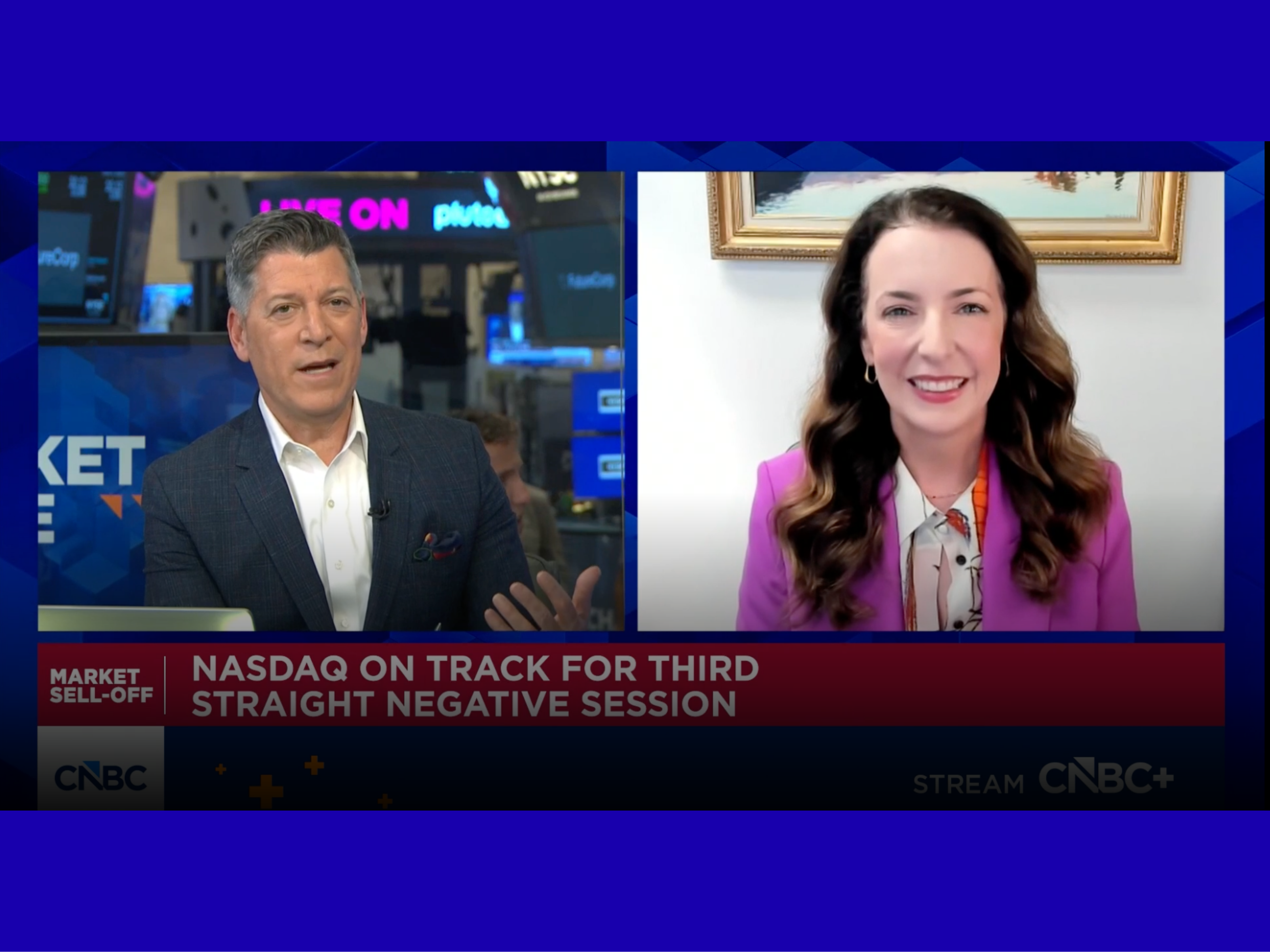 A screenshot of Kara Murphy appearing live on CNBC